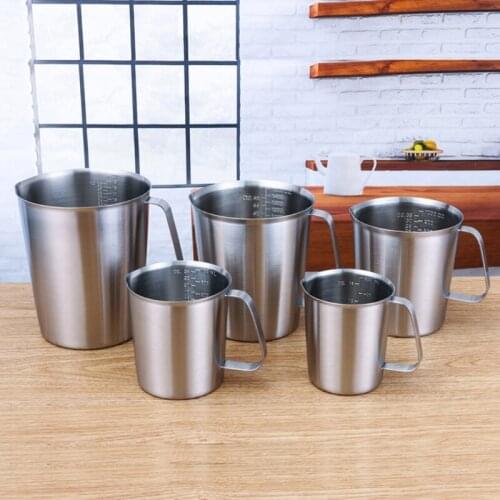 Thickened 304 Stainless Steel Measuring Cup with Scale Handle 500ml-2000ml Large Capacity Kitchen Milk Frother Cups 425C