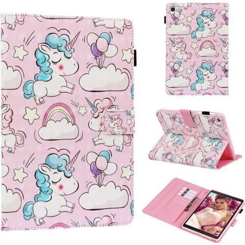 Cute 3D Cartoon Unicorn Cover For Samsung Galaxy Tab A 8.0 with S Pen 2019 SM-P200 P205 8" PU Leather wallet stand Case