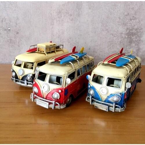 Model-Car Model Tour Bus Snowboard Bus Vintage Ironwork Tin Retro Crafts Handmade Handicraft Decorations Modelcar Gifts