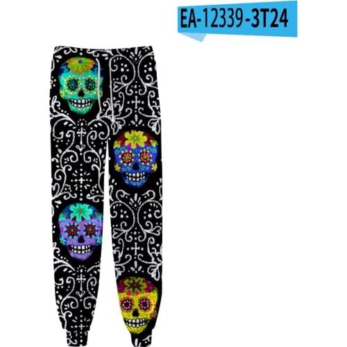 Fashionable Jogger Pants with Skull Patterns and Ankle Length