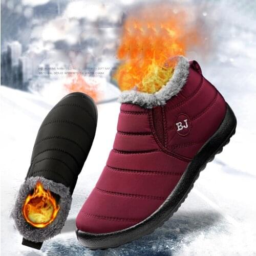 2020 mens and womens fashion warm boots Outdoor waterproof boots Couples plus fleece warm flat shoes Lightweight casual shoes