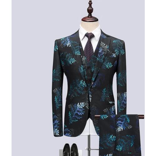 Tailor-made Men Suits Fashion Party Dresses Mens Slim Fit Business Men Printing Wedding Suit Groomsmen Best Man Costume Homme