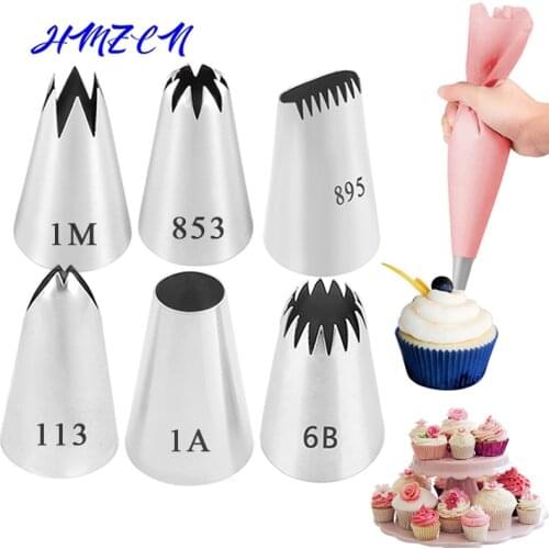 6/7PCS Large Rose Cake Cream Decoration Tips Pastry Tools Stainless Steel Piping Icing Nozzle Cupcake Head Dessert Decorators