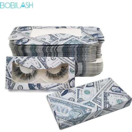 New Color Dollar Lashes Box 10/20/50/100pcs Eyelashes Packaging Box DIY Rectangle Case Boxes Packaging Wholesale Bulk