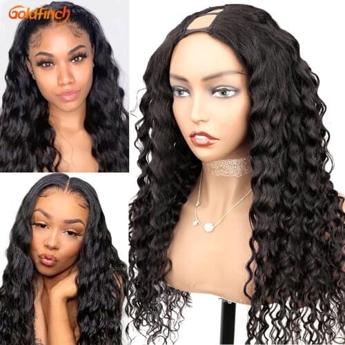 180 200 250 Density 28 30 Inch Water Wave U part Wig Human Hair 2''*4'' U Part Wig Full End Malaysian Glueless Perruque U Part
