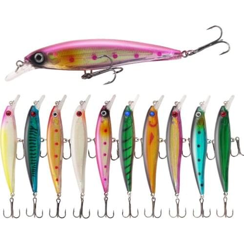 1Pcs Laser Minnow Fishing Lure 11.2cm 13.2g 3D Eyes Pesca Hook Wobbler Tackle Artificial Hard Bait Swimbait With Ring Beads
