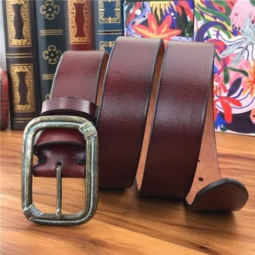 Vintage Retro Metal Buckle Belts Men Leather Quality Men Belt Genuine Leather Ceinture Homme Wide Waist Belt Male Strap MBT0043