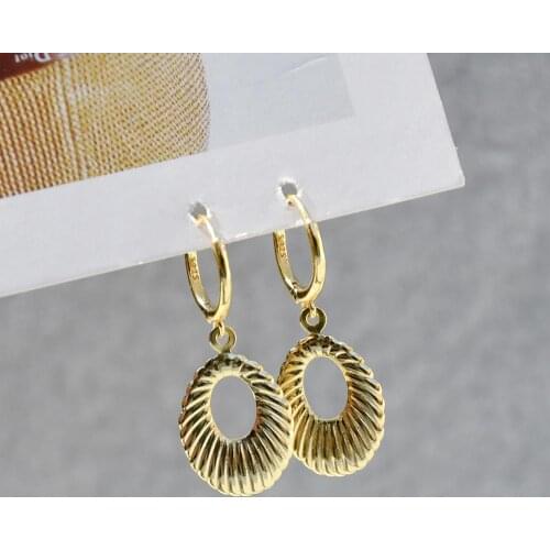 925 Sterling Silver Earring Fashion Exaggerated Personality Hollow Round Wave Pattern Smiley Drop Earring Woman Girl Ear Jewelry