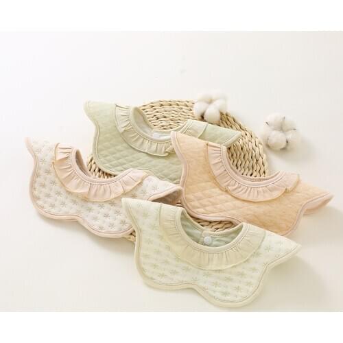Baby color cotton petal waterproof saliva towel 360 degree cotton bib baby absorbent saliva towel