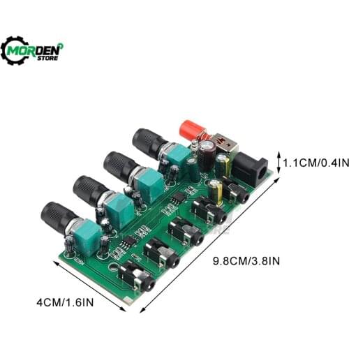 U-401 DC 5V-12V Stereo Audio Mixer 4 Input /2Input 1 Output Control Board Sound Mixing DIY Headphones Amplifier Tool Accessories