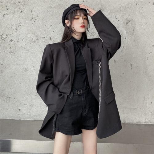 2021 Women Spring Autumn Jacket New Korean Female England Casual Slim Loose Suit Buttons Solid Coat Top Long-Sleeved Jacket
