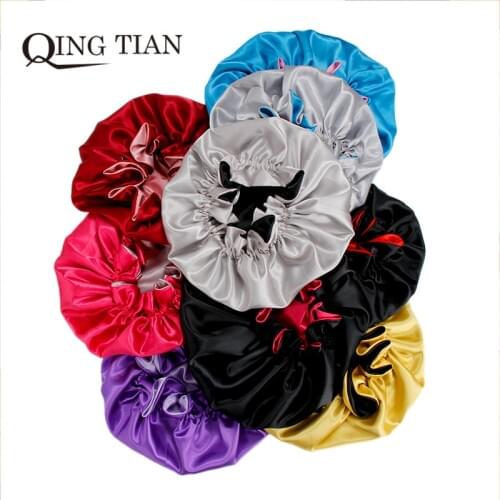 New Large Reversible Wigs Bonnet Women 2 Layer Satin Silk Sleeping Bonnets Womens Hair Accessories