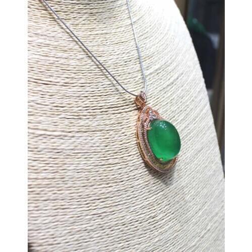 Natural jade pendant necklace egg surface old hole ice full of color Yang green red water