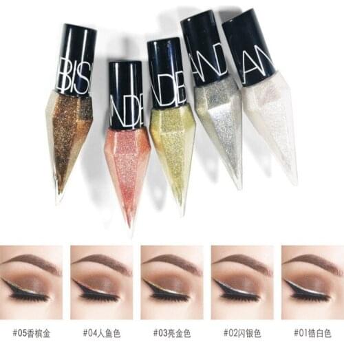 5 Colors Diamond Shining Liquid Eyeliner Fine Pearlescent Waterproof Lasting Monochrome Liquid Eyeshadow Eyeliner Cosmetic