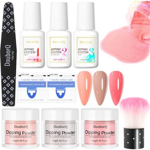10ml Nail Dipping Powder Liquid Base Top Coat Activator Gradient Nails Power Dip Natural Dry Shinning Nails Manicure Kit