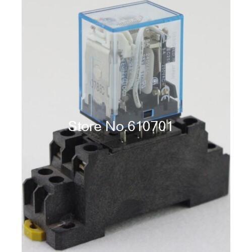 12VDC 24VDC 24VAC 110VAC 220VAC 3A Coil Power Relay MY4NJ HH54PL 14Pins 4PDT With PYF14A Socket Base