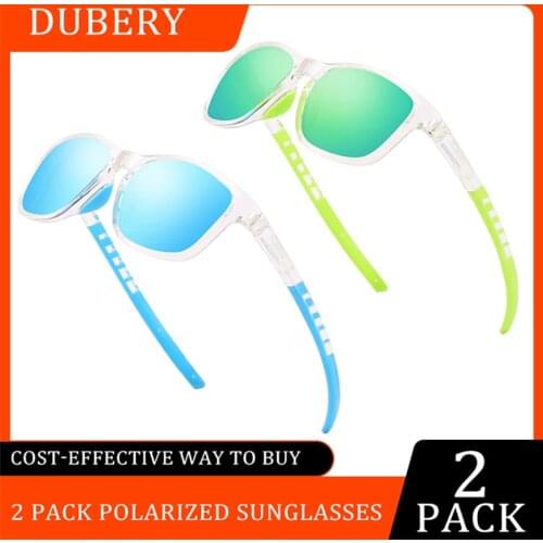 2 PACK Lightweight Frame Polarized Sunglasses Men DUBERY Brand Sport Style Fashion Sun Glasses High Quality Lens UV Goggles B49