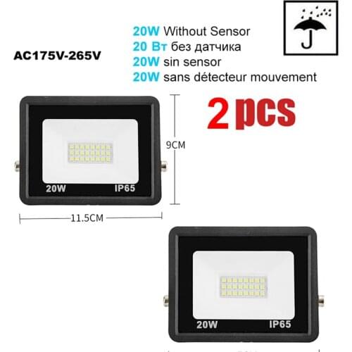 2 pcs 220V 10-100W LED FloodLight Spotlight Exterior Street wall reflector PIR Motion Sensor LED lamp Rechargeable Energy Saving