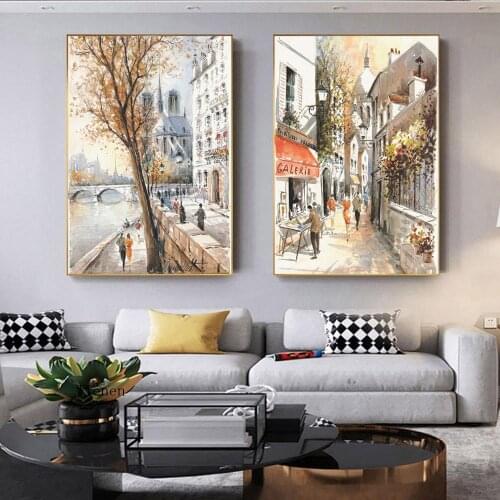 Abstract Paris Street Seine Landscape Canvas Oil Painting Poster and Prints Wall Art Picture for Living Room Nordic Decoration