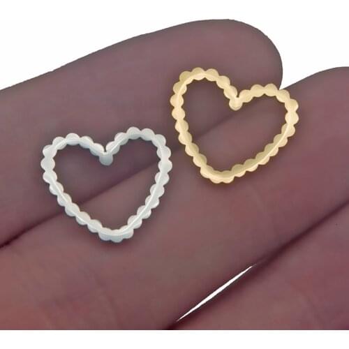 Hollow Out Stainless Steel Heart Charms Steel Gold Color Love Connector Pendants DIY Handmade Jewelry Making Necklace Accessorie