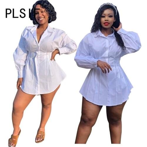 White Deep V Neck Long Sleeve Flt And Flare Dress Office Lady Fashion Women Mini Dress