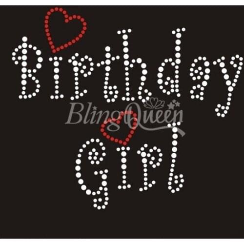 BlingQueen 25PCS/LOT Custom Rhinestone Hot Fix Iron On Transfers Appliques Birthday Girl Design