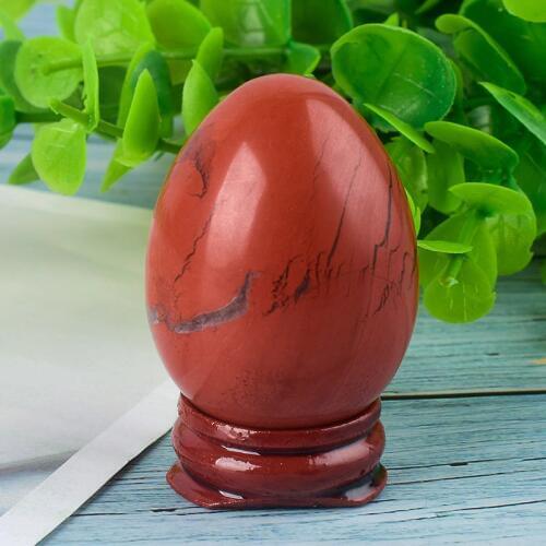 Big Size Yoni Egg No Hole 50X35 MM Natural Red Jasper Yoni Egg W/ Stand Crystal Mineral Home Decor Accessory Kegel Massage Ball