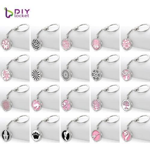 Crystal 316 Stainless Steel Essential Oil Keychain Diffuser Locket 30mm Aromatherapy Keychain Wholesale AB161-180-Y01