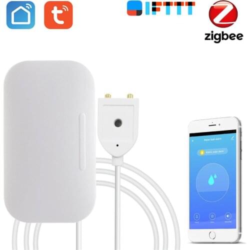 Tuya Smart Life App ZigBee Water Leakage Sensor Alarm Independent Water Leak Detector Flood Alert Overflow Security System