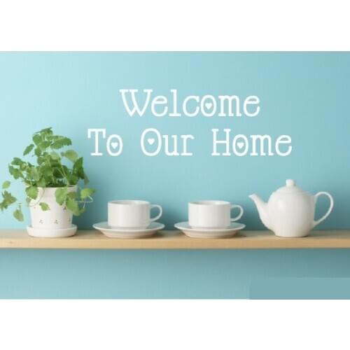 Welcome To Our Home Quote Wall Decals Decorative Adesivo de parede Removable Vinyl Art Wall Stickers For Hallway Entrance ZA933