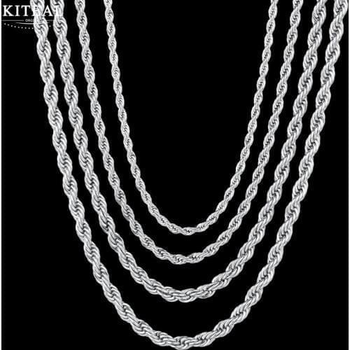 Kiteal High Quality Gold Plating Rope Chain Stainless Steel Necklace For Women Men Fashion 3mm 5mm 6mm 50cm 60cm Jewelry Gift