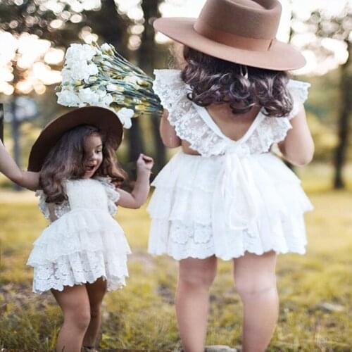 Newborn Baby Girls Clothes Lace Ruffle Bodysuit Romper Dress Summer Sleeveless Outfits For 6 12 18 Months