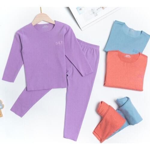 Kids Long Johhs Set Baby Girls Long Johns Children Underwear Baby Boys Thermal Cotton Underwear 3-9Years candy colors