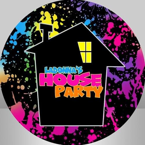 House Party Round Backdrop Cover Art Painting Birthday Party Circle Background Candy table banner Photo Studio