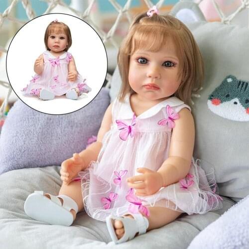22 Inches 55CM Rebirth Doll Baby Cute Princess Girl Waterproof Bath Toy Soft Toddler Girl For Kids Children Birthday Gift