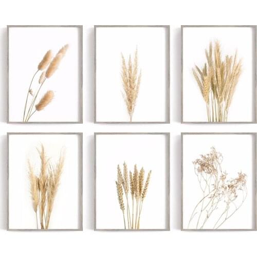 Minimalism Botanical Rye Landscape Poster and Print Dry Flowers Plant Wall Art On Canvas Painting Living Room Home Farm Decor