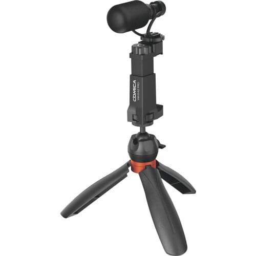 COMICA CVM-VM10-K2 Pro Multi-functional Smartphone Video Vlog Microphone Kit with Ball Head Tripod Phone Holder for Vlogging