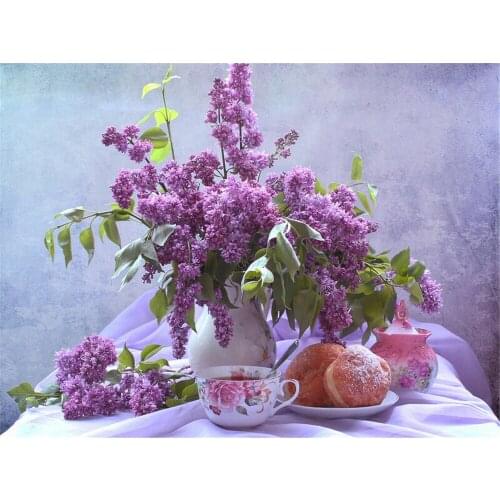 Lilac Flower DIY Embroidery 11CT Cross Stitch Kits Needlework Craft Set Cotton Thread Printed Canvas Home Decoration New Sale