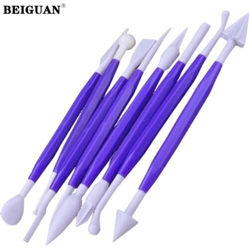 Sugarcraft Fondant Cake Pastry Carving Cutter Chocolate Decorating Flower Clay Modelling Plastic Baking Craft Tool Set