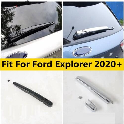 For Ford Explorer 2020 2021 Rear Window Wiper Rain Windshield Windscreen Cover Trim ABS Chrome / Carbon Fiber Look Accessories