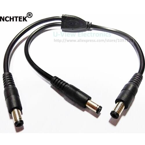 NCHTEK 18AWG DC 5.5x2.1mm Male to Dual DC 5.5*2.1mm Male Plug Connector Adapter Cable About 30CM/Free Shipping/10PCS