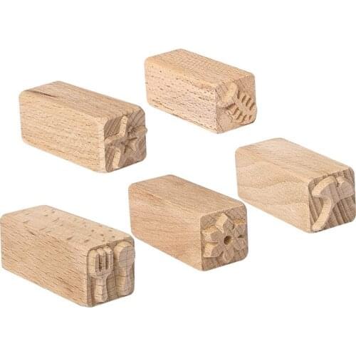 Portable Wooden Clay Pottery Stamps Clay Modeling Tools Pottery Print Blocks for Hobbyist and Beginners DIY Decoration