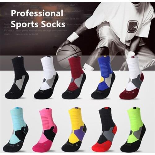 Professional Men Sports Socks Thick Towel Bottom Sweat Absorption Breathable Basketball Socks Outdoor Running Cycling Socks