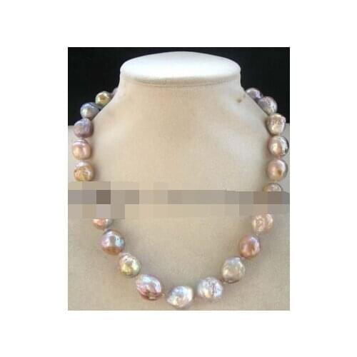 Freshwater pearl reborn keshi multicolor baroque necklace 18" nature
