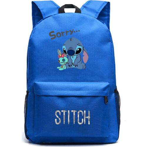 Disney Star Baby Stitch Print Pattern Backpack Leisure School Bag Outdoor Travel Bag Sports Bag Student School Supplies
