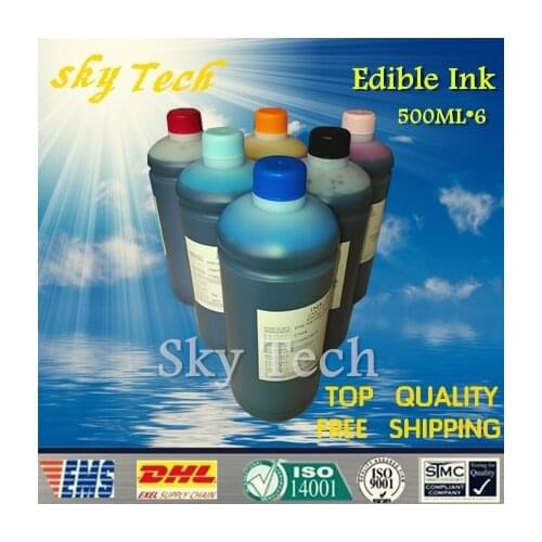 500ML*6 Edible ink suit for Epson & Canon etc printer , K C M Y LC LM . Food Ink cake ink