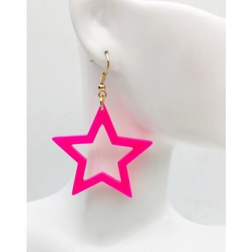 Elegant Fluorescent Resin Acrylic Star Drop Earrings For Women Girls Colorful Jewelry Accessories Holiday Party Gift