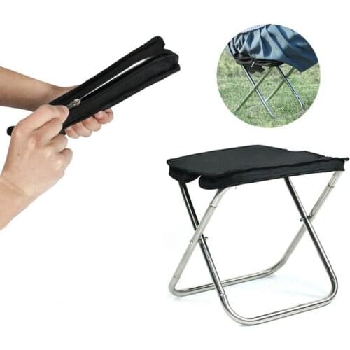 Collapsible Camping Seats Hiking Stool Oxford Portable Lightweight Folding Stool Outdoor Camping Fishing Barbecue Travel Chair