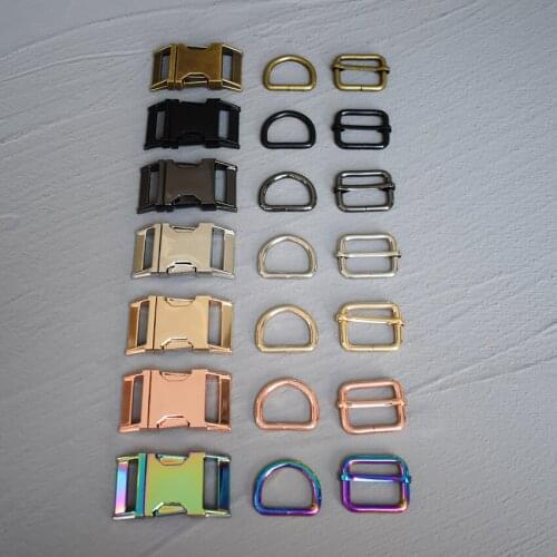 20 Sets 15/20/25/30mm Webbing Metal Hardware Strap Slider D Ring Release Belt Buckle For Dog Collar Paracord Sewing Accessory 4s