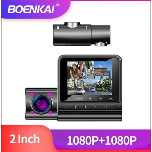 BOENKAI Dual Full 1080P Lens Dash Cam Recorder 2 Ways Front And Inner Car DVR Camera With IR Light 2 Inch Car Black Box